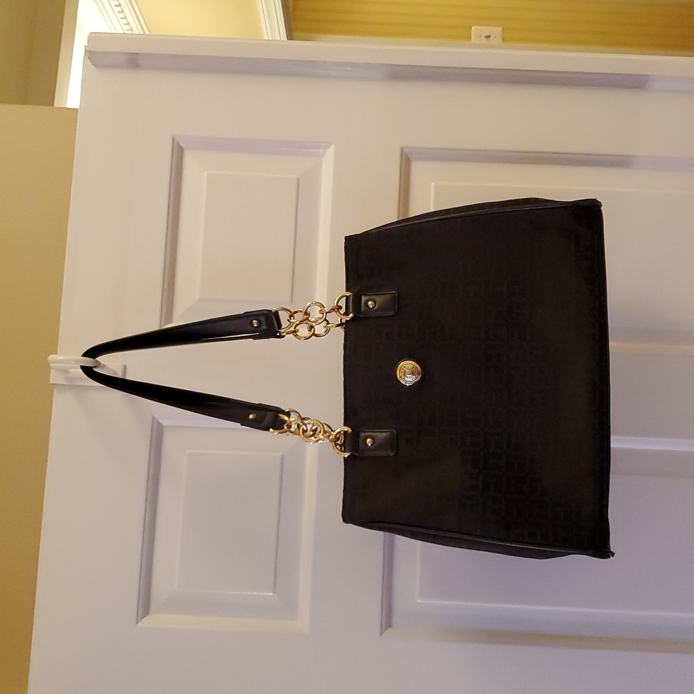 Tommy Hilfiger Black Signature Logo Shopper Tote
